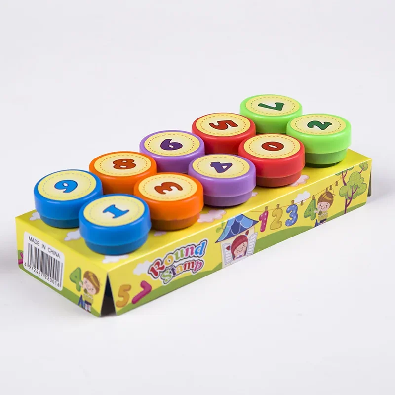 10Pcs Cartoon Halloween Stamps Number Animal Self Ink Rubber Stamp Toys for Kids DIY Seal Scrapbook School Praise Teacher Stamps