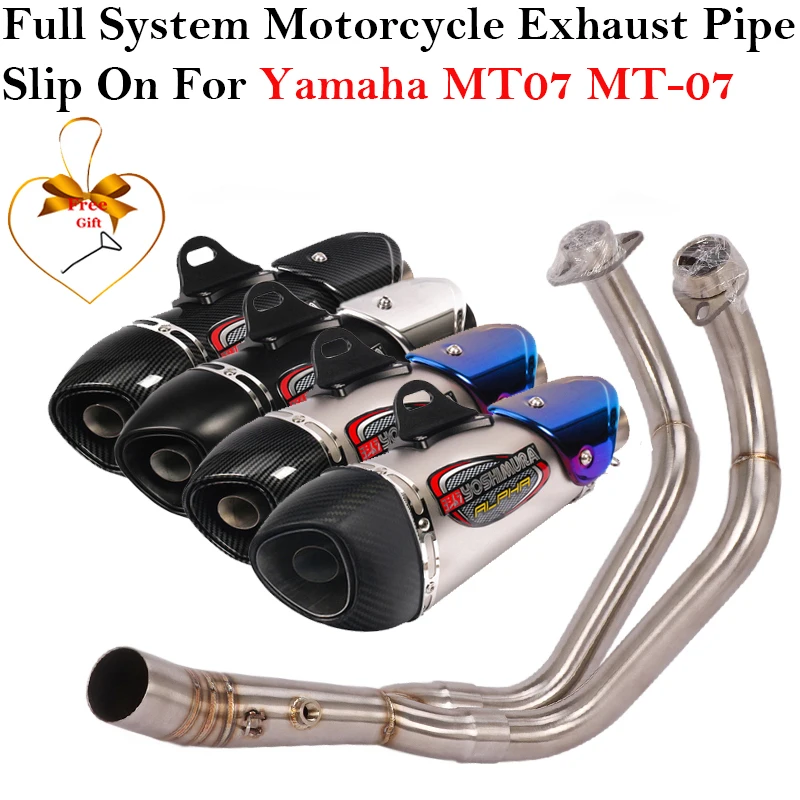 Universale Yoshimura Slip On Per Yamaha Mt07 Mt-07 Fz07 R7 Moto Sistema Completo Silenziatore Di Scarico Tubo Di Collegamento Fuga Db Killer