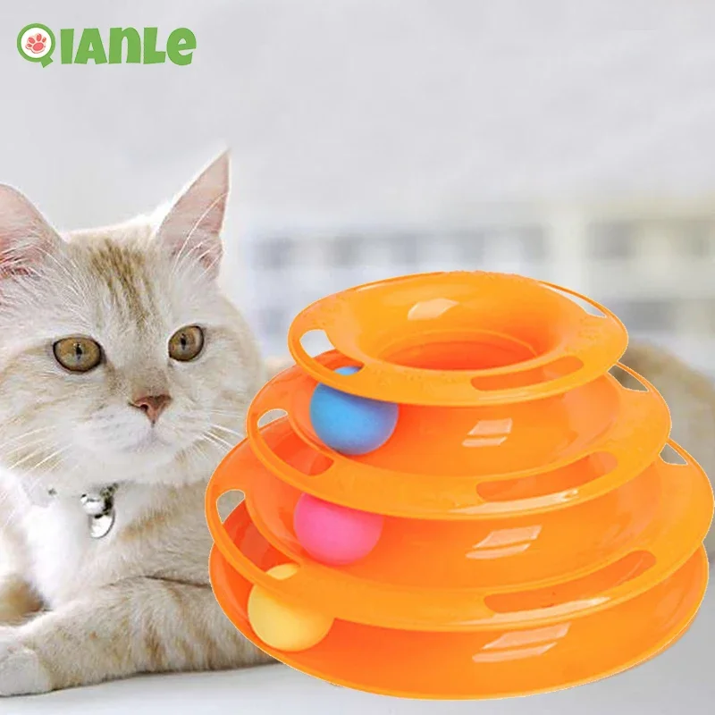 Cat Rolling Ball Toys Interactive Tiered Tower Fun With 3 Colored Balls 3  Tiered Cat Amusing Stick Toys Cat Play Ball Workout Cat Puzzle Toy Blue