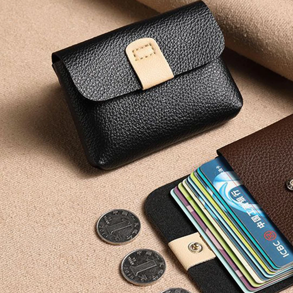 

Men Retro PU Leather Coin Purse Women Small Short Wallets Card Bag Portable Money Purse Earphone Pouch Data Cable Storage Bag