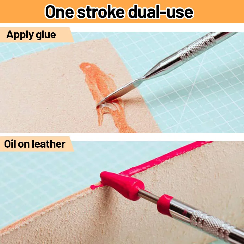 25mm DIY Leather Dual Double Head Edge Oil Gluing Dye Painting Pen Applicator Stick Speedy Paint Roller Tool