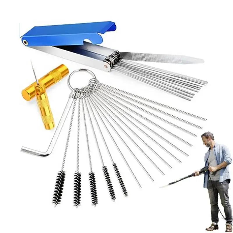 

Carburetor Jet Cleaning Tool 19pcs Removal Carb Cleaner Torch Tip Cleaner Spray Tool Multipurpose Torch Tip Cleaner Durable Tip