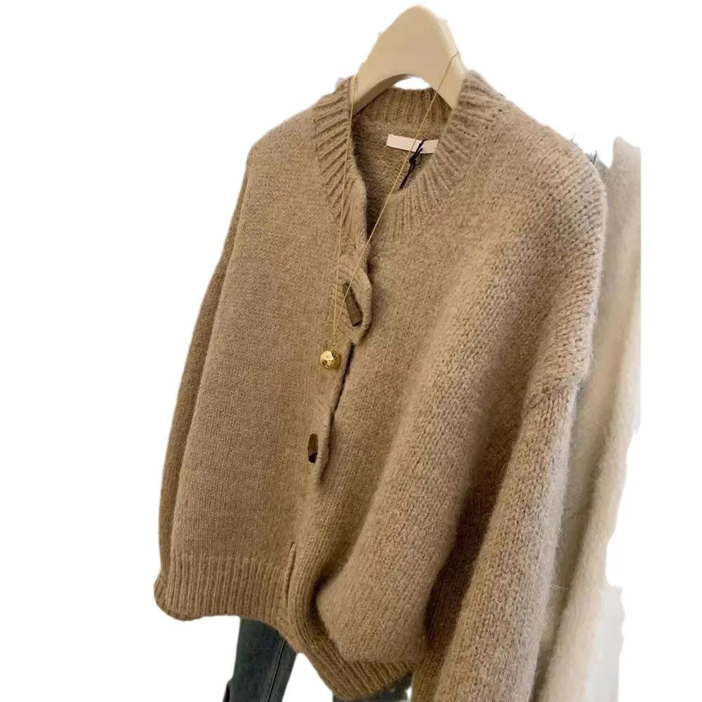 2024 Korean Vintage Fashion New button knitted cardigan women's autumn and winter slim soft Cardigans sweater women clothes 3