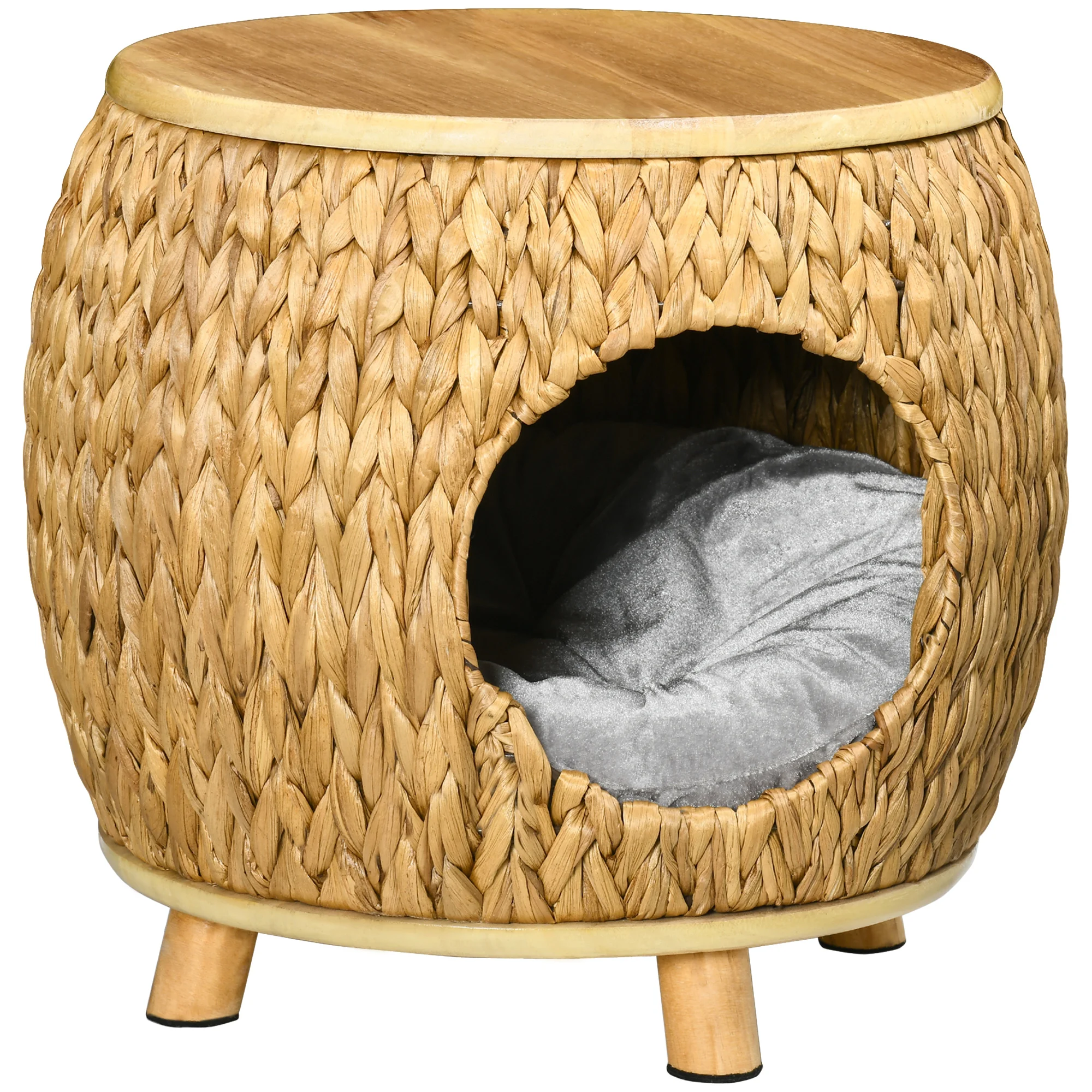 PawHutcatcaveWickercatbasketwithwashablecushionandraisedlegs