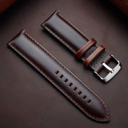 Vintage Genuine Leather Quick Release Watch Strap Bracelet - 22mm (Dark Brown)