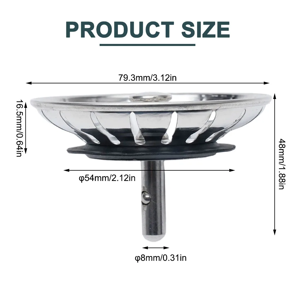 Filtro Premium filtro di ricambio per lavello da cucina in acciaio inossidabile tappo di scarico per rifiuti 80mm/82mm/84mm accessorio per perno di fissaggio