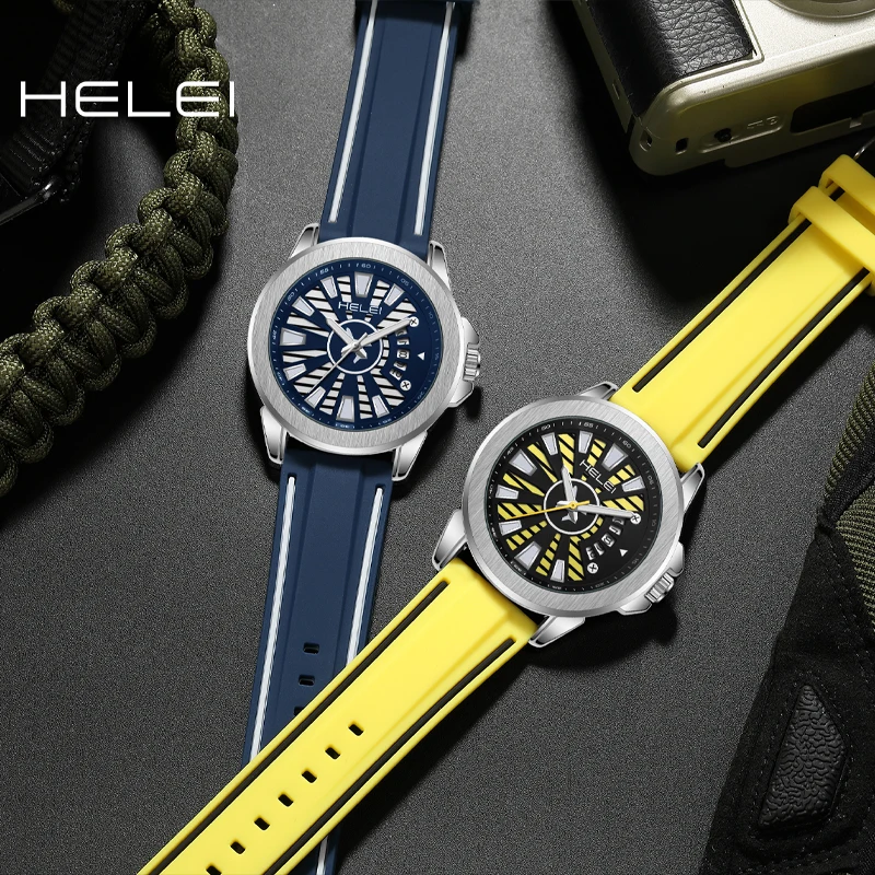 HELEI2024 new fashion trend hot models heart architect series multi-function quartz men's quartz watch men's waterproof wristwat