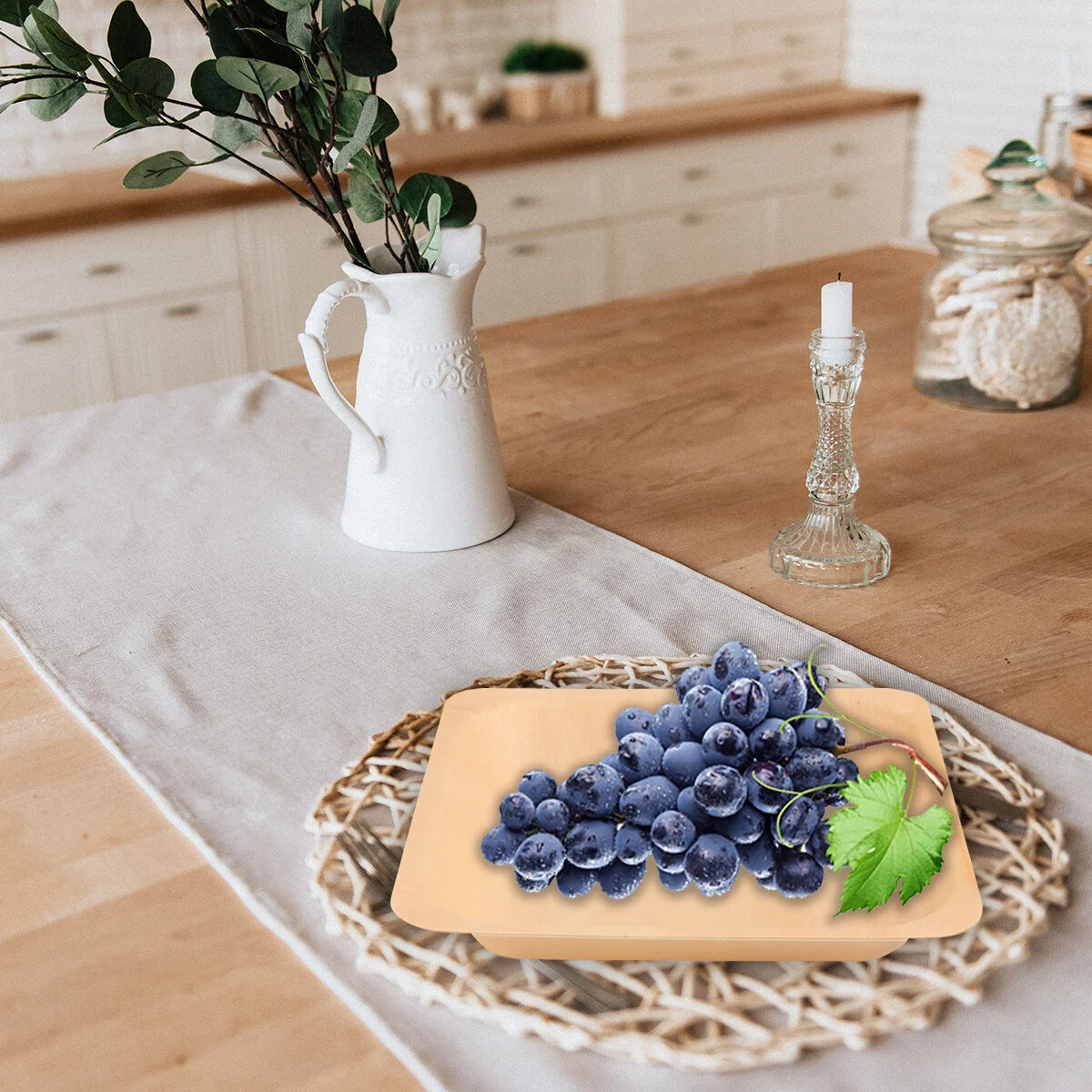 Snack Plate Tableware Party Plates Wedding Birthday Party Disposable Plates Wood Tableware Outdoor Bamboo Picnic 50 PCS