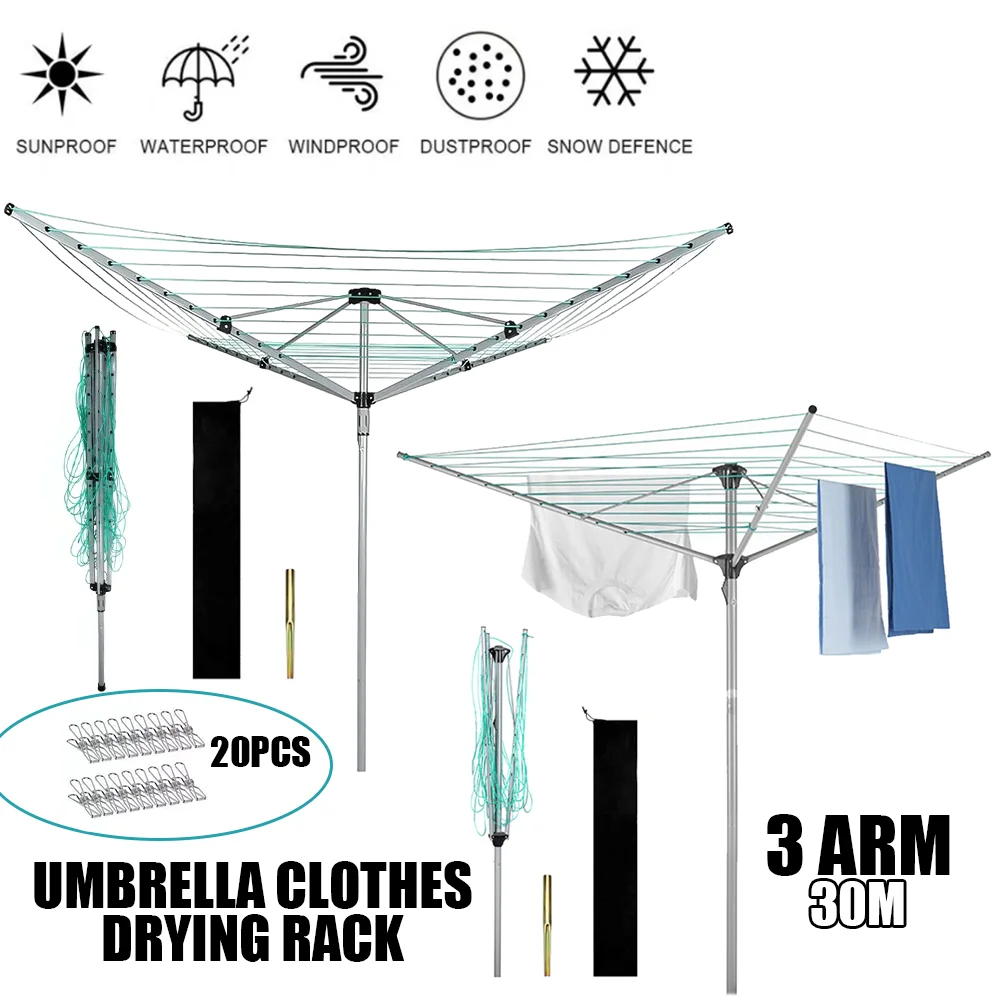 30CM Regenschirm Trocknen Kleidung Rack Heavy Duty Wäscheleine Outdoor Kleidung Linie Mobile Kleidung Regal Haushalt Einfache Trocknen Racks – Detail 3