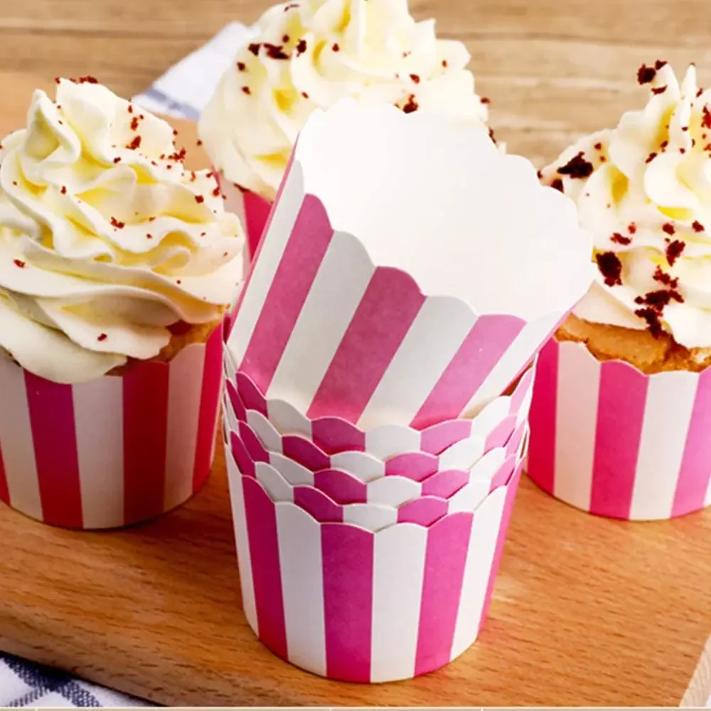 50pcs Stripe Cupcake Paper Cup Greaseproof Cupcake Wrapper Paper Muffin Cupcake Baking Cup Cupcake For  Party