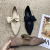 Bow Tie Mary Janes Shoes Women Elegant Daily Pointed Toe Flats Shoes Ladies Pu Leather Spring Autumn Casual Black Loafers New 1