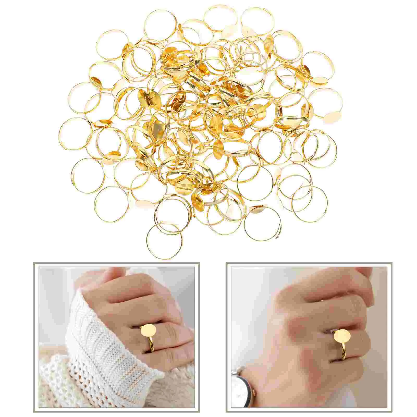 

100 Pcs Adjustable Ring Holder Finger Base Portable Crafts for Adults Rings Blank Blanks Crafting Supplies Jewelry Making Alloy