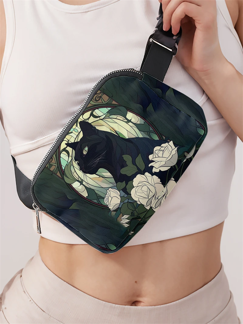 1pc，patterned cat pattern fashionable adjustable crossbody bag, neutral sports waist bag, suitable for running