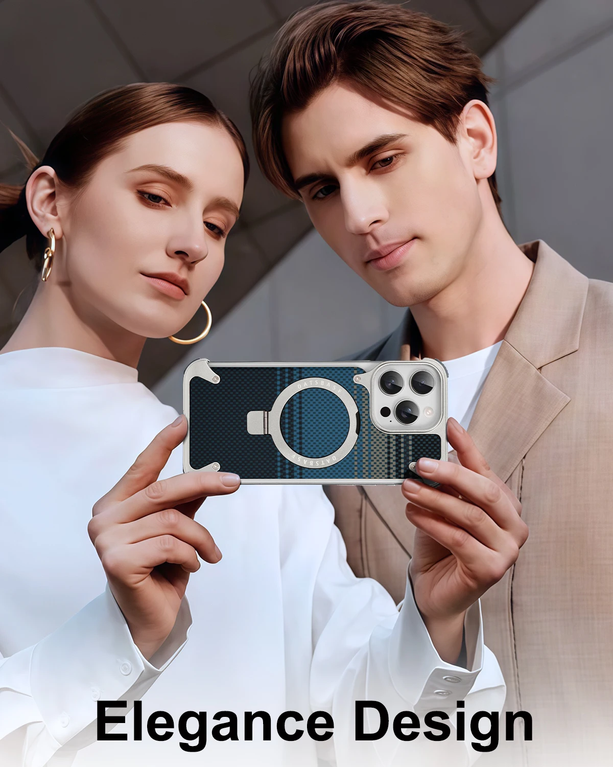 Eary for iPhone 17 16 Pro Max Case Magsafe with Magnetic Kickstand Kevlar Fiber Texture Phone Cover Metal Frameless Shockproof