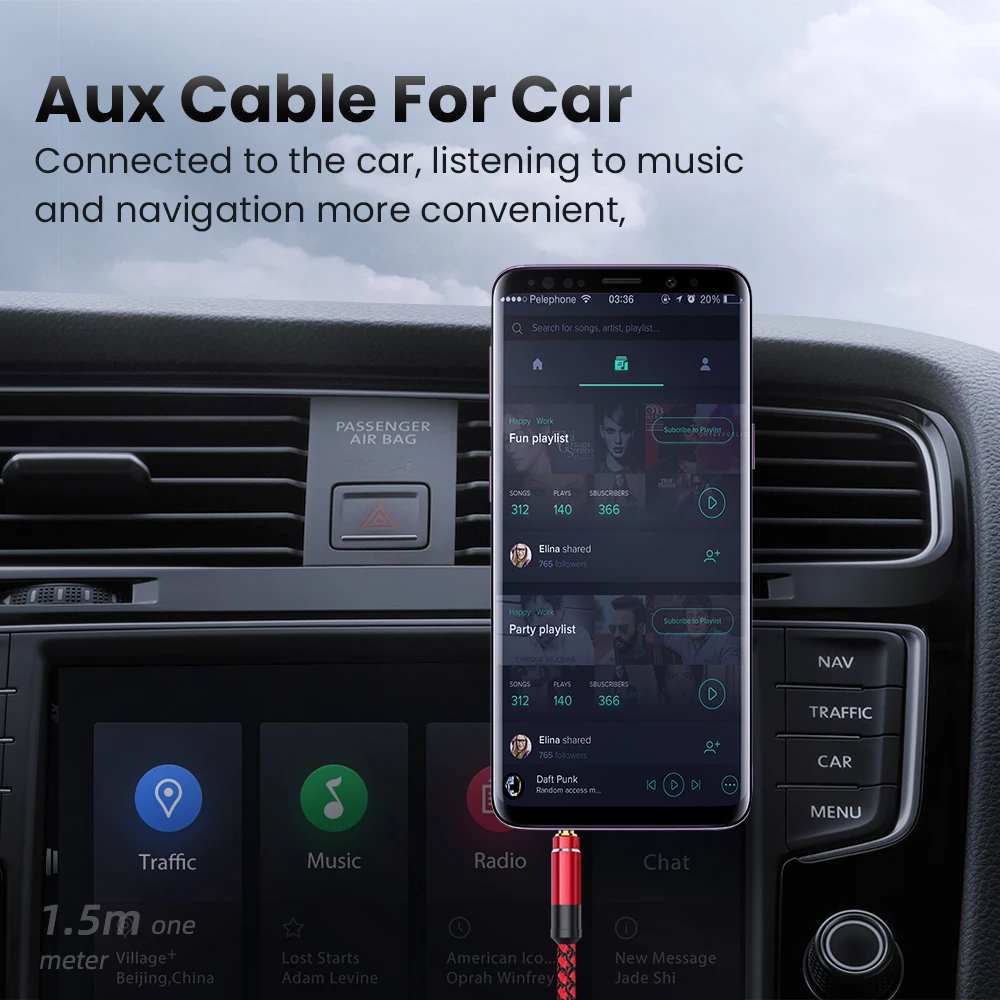 NNBILI  3.5mm  ̺ Ϸ 극̵ 3.5mm ڵ AUX ̺  Ȯ ڵ ȭ MP3 ڵ  Ŀ