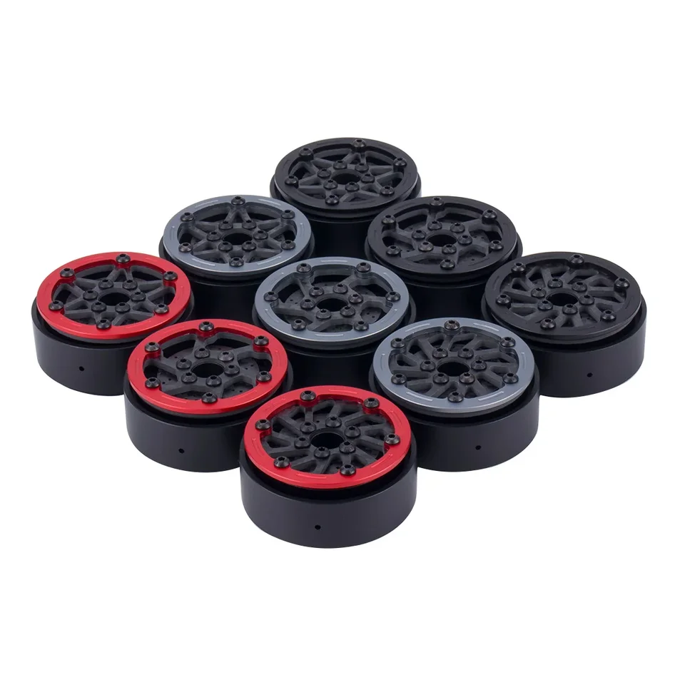 Juego De 4 Llantas Beadlock De Fibra De Carbono 1.9" Para Crawlers RC 1/10 (SCX10, TRX4, Capra)
