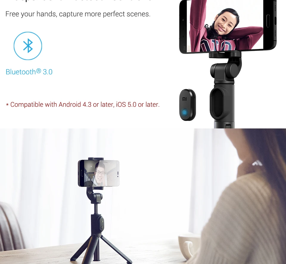 Take amazing selfies and videos with the Xiaomi Bluetooth Tripod Selfie Phone Holder Stick from Smart Cell Direct