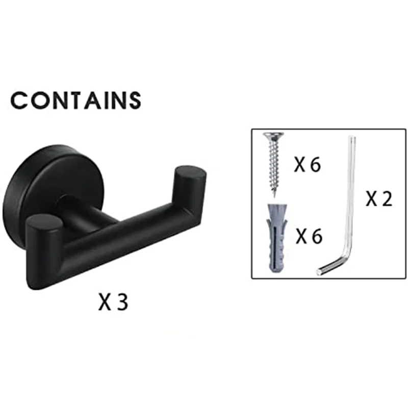 Double Towel Hooks For Bathroom Black Wall Mount Robe Hook Double Towel Hook Holder For Kitchen Bathroom