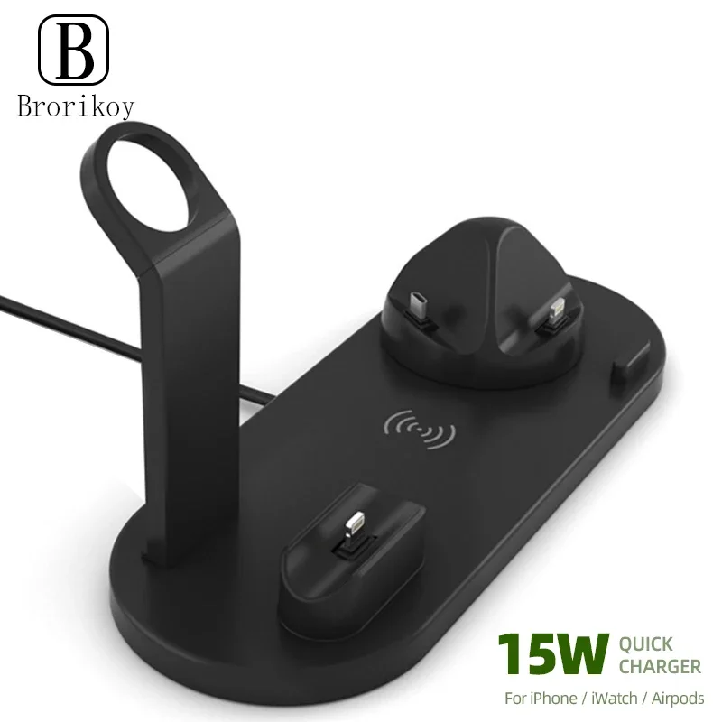 Supporto Per Caricabatterie Wireless 6 In 1 Dock Station Di Ricarica Rapida Per Iphone 14 13 12 11 X Xr 8 Apple Watch 8 7 6 Iwatch Airpods Pro 3 2
