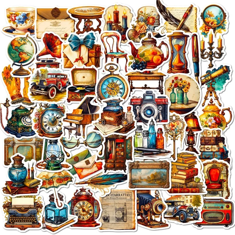 

10/30/50PCS Vintage Life PVC Sticker Aesthetic DIY Decoration Scrapbooking Stationery Hand Accounting Materials School Supplies