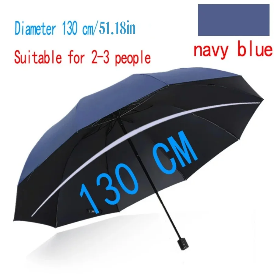 130cm 10Bones Umbrella Double Use Sunny Rainy Reinforced Folding Large Umbrella Storm Resistant Sunshade