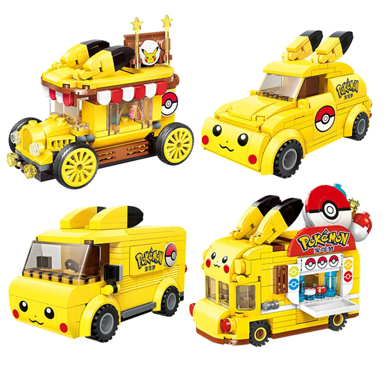 2022 Animazione Classica Dei Cartoni Animati Minecraft Pikachu Mini Car Bus Modello Building Blocks Mattoni Set Bambole Giocattoli Per Bambini Per Bam