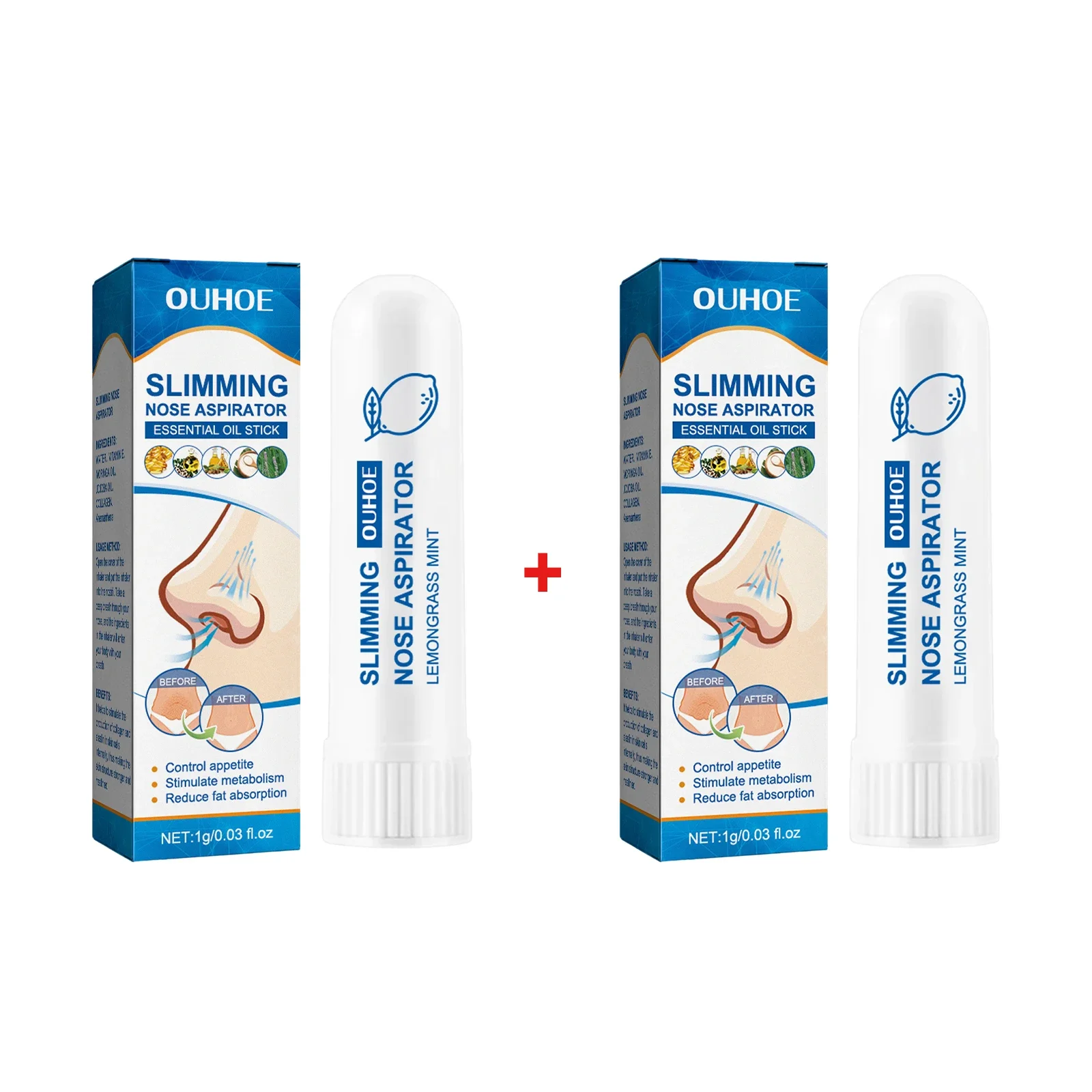 Neseinhalator for slanking, kroppsavgiftning, aromaterapi, fettforbrenning, vekttap, forming, fasthet, stram pust, nesepinne_voghion.com