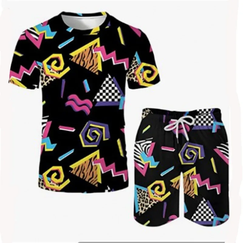 Mens 3D Print Casual Tracksuits Streetwear Oversized Clothing
