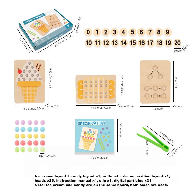 Wooden children's math learning toys, early education arithmetic, color recognition, parent-child interaction 2
