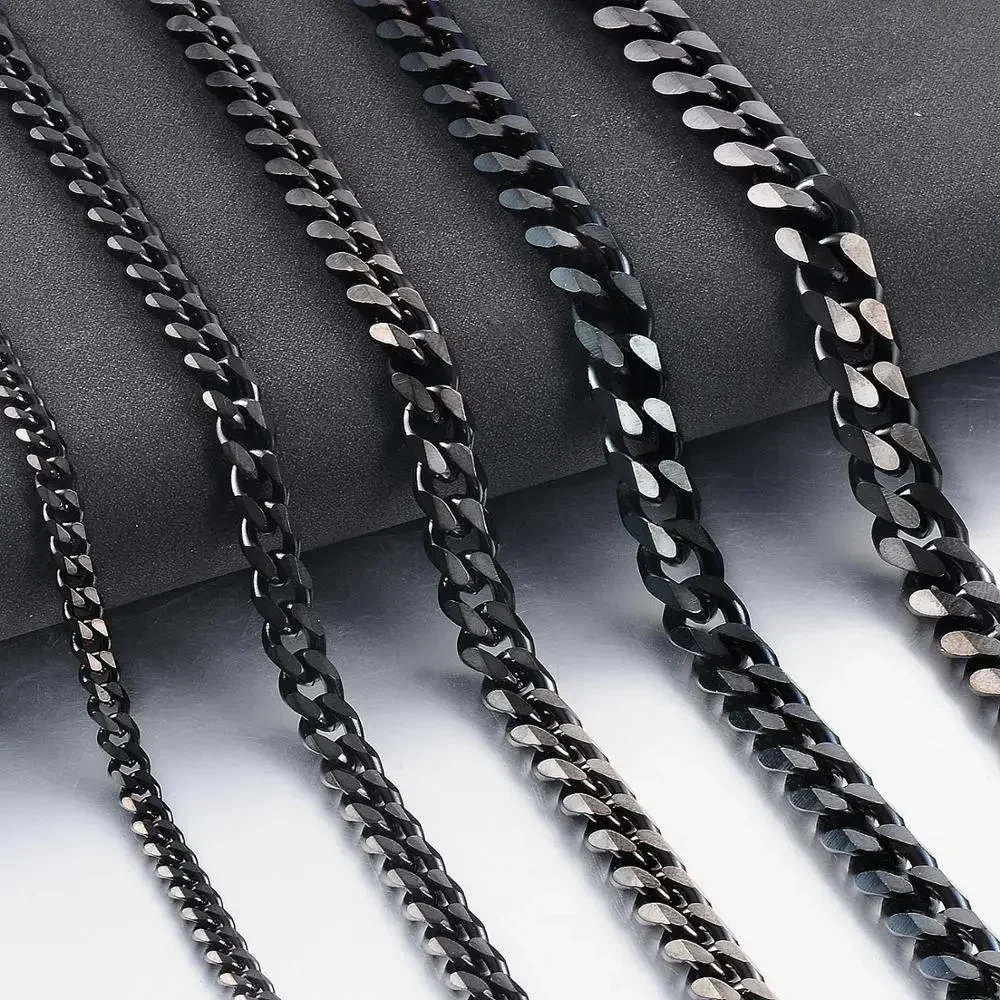 Stainless Steel Cuban Chain Gold Black Color Fashion Hip Hop Men And Women Necklace Jewelry cuban necklaces