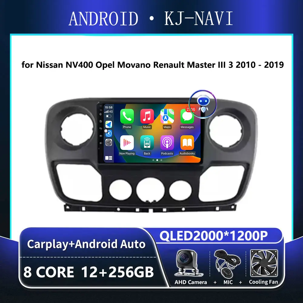 

Android 14 Carplay for Nissan NV400 Opel Movano Renault Master III 3 2010 - 2019 Stereo Car Radio Multimedia Player Navigation