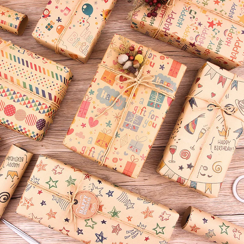 Happy Birthday Wrapping Paper flower wrapping paper floral wrapping paper gift wrapping paper craft paper handmade craft paper handmade paper 50*70cm Christmas Colorful DIY Flower Wedding Xmas Party Gift Packing Decor DIY Crafts Papers