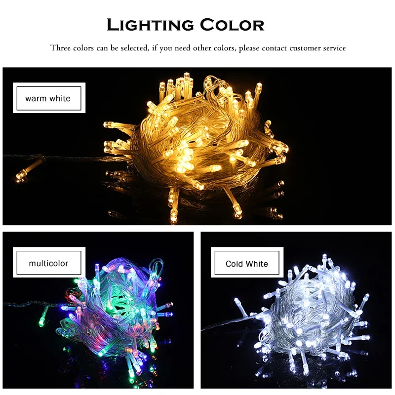 10/20/30/50/100m 110V 220V christmas lights 8modes EU Pulg holiday string lights garland christmas decorations for home