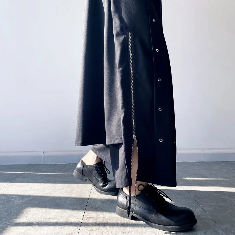 S-6XL!!2022 Design sense of double-layer nine-point culottes for men and women warrior wide leg pants rivet Harlan pants
