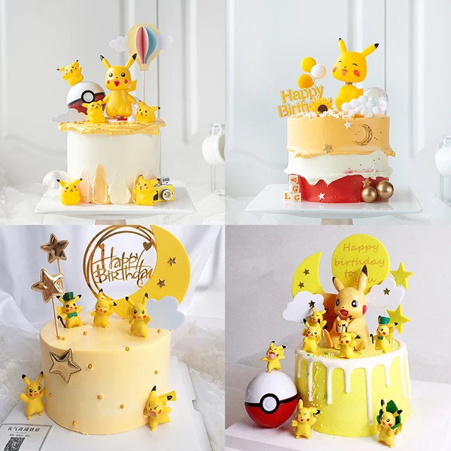 Pokemon pikachu bolo de cozimento decoração do bolo de aniversário  decoração do dia das crianças presente festa cena plug-in anime decoração  do bolo - AliExpress