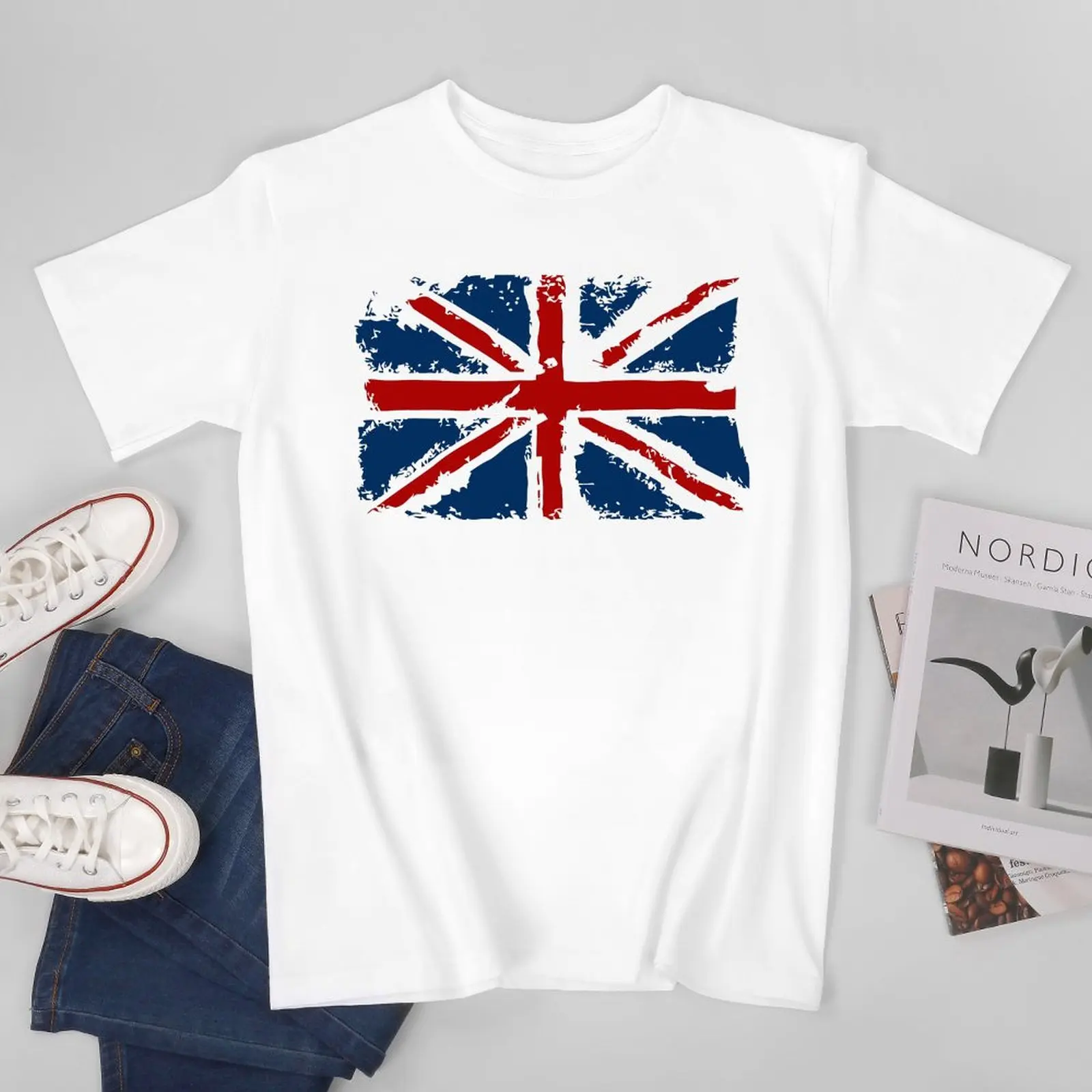 More Design-Camiseta con estampado de la bandera del Reino Unido para  hombre y mujer, camisa con cuello redondo, 100% algodón - AliExpress, image size:1600x1600