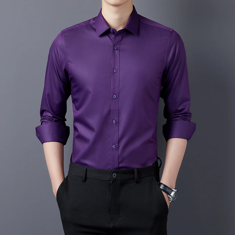 Men Long Sleeve Formal Polo-Neck Shirts Business Casual dress shirts men casual shirts