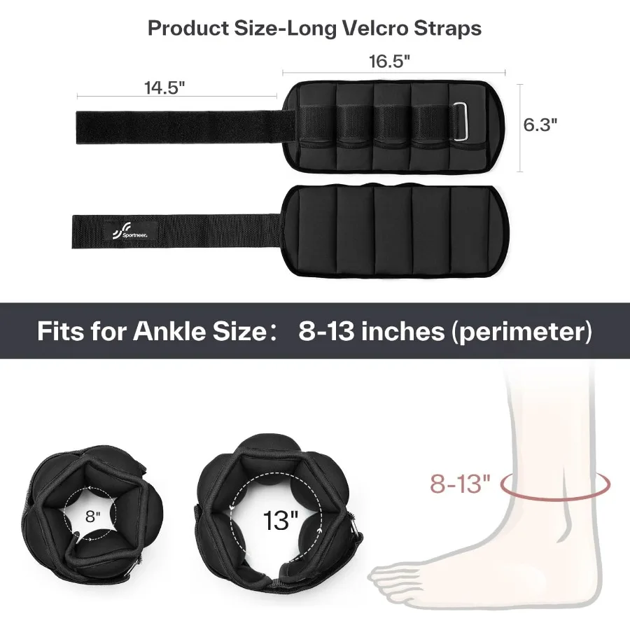 6.5 lbs/Pair Adjustable Ankle Weights for Men and Women, Weighted Leg Strength Training for Yoga Walking Running Aerobics Gym Ph