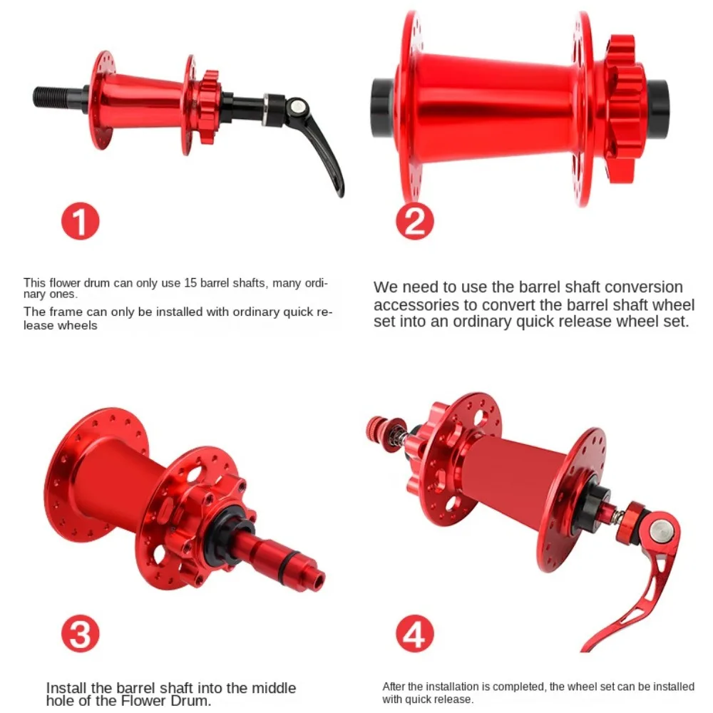 Durable Aluminum Alloy Thru Axle Adapter 12 to 9 Black Red Bike Front Rear Wheel 15 To 9 Bicycle Hubs Tools