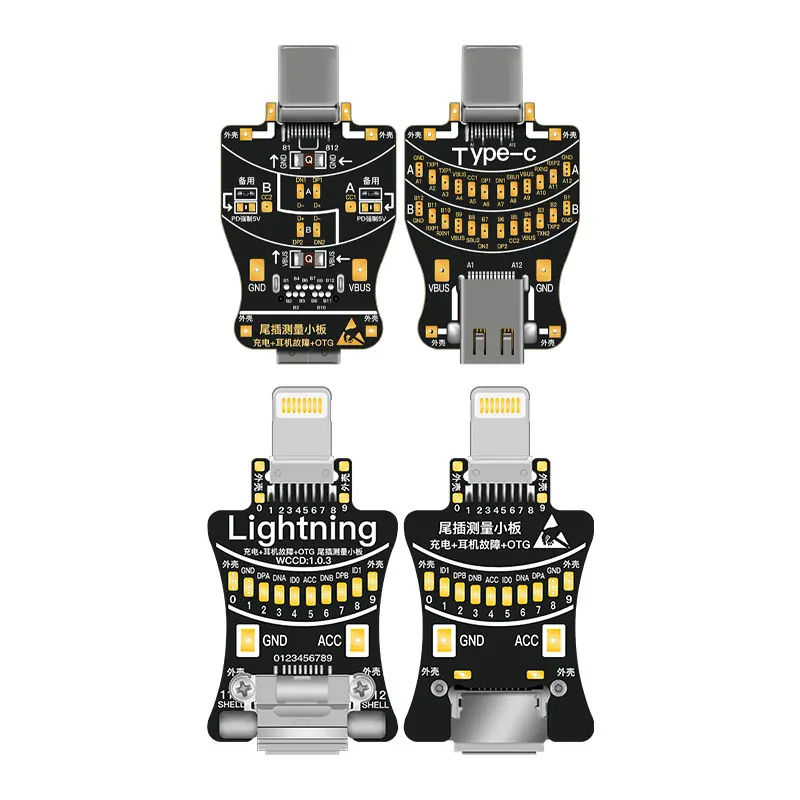 WL 모바일 폰 수리 DNDP 충전 테일 플러그 테스트 보드 iPhone 안드로이드 라이트닝 시리즈 TYPE C USB 테스터 도구에 적합