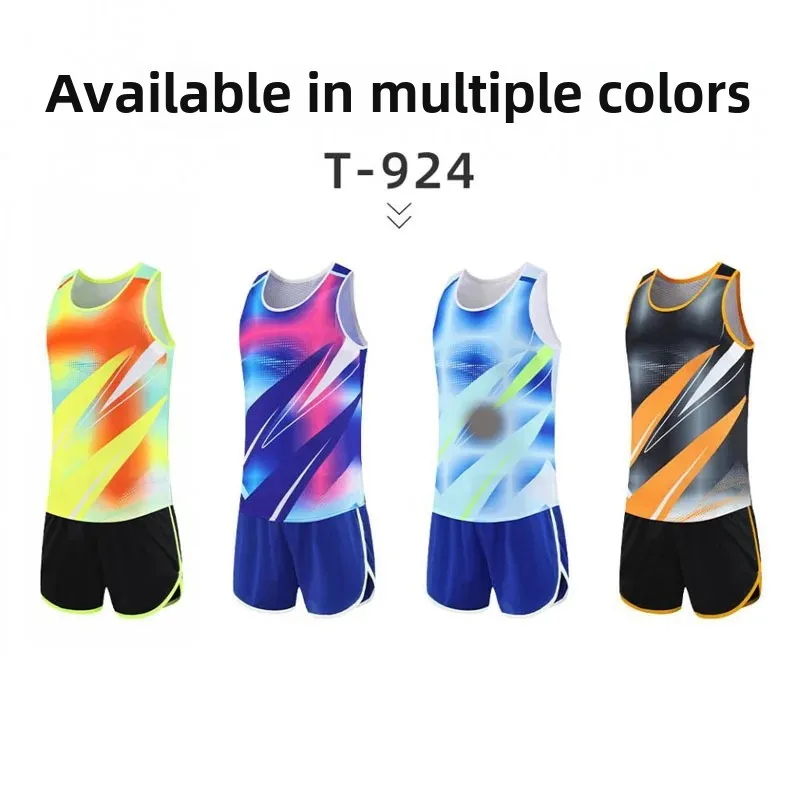 Marathon Running Suit Set for Men And Women Sports Student Training Teamwear Fitness Athletics Sportswear V-Neck Vest