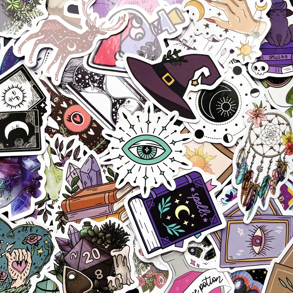 

10/50Pcs Witchy Gothic Apothecary Tarot Witch Astrology Boho Stickers Magician Laptop Guitar Phone Graffiti Kids Toys Sticker