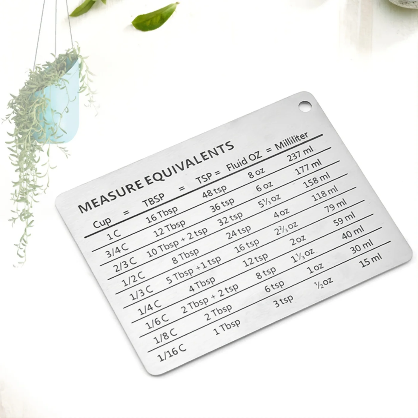 1pc Stainless Steel Fridge Magnet, with Magnetic Scale Plate, Common Unit Conversion Comparison Table 4.3in/3.3in