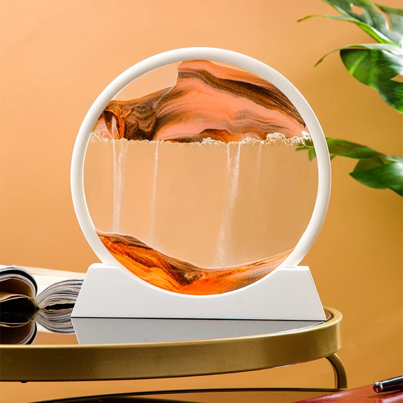 Description Picture 5 of item3D Hourglass Flowing Sand Painting Ornament Art Painting Circular Glass Deep-sea Sand Scenery Art Hourglass Home Office Decor