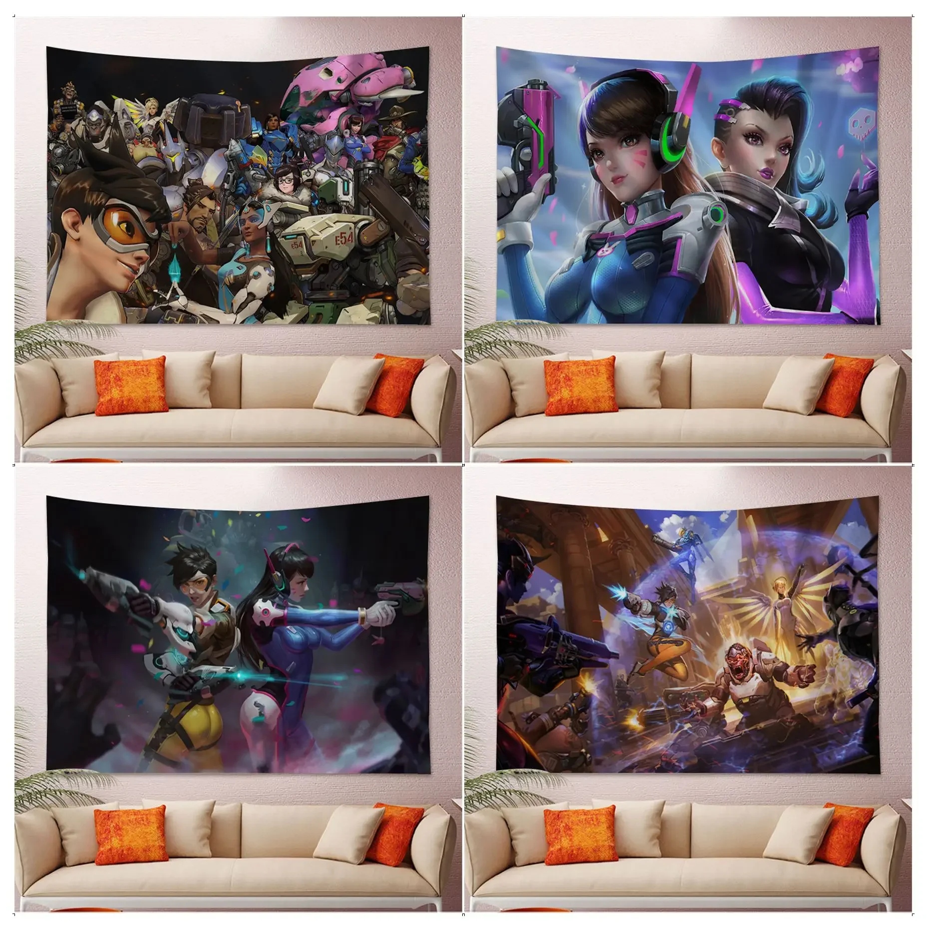 

O-Overwatch Game Tapestry Hanging Bohemian Tapestry Indian Buddha Wall Decoration Witchcraft Bohemian Hippie Cheap Hippie Wall