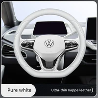 Leather Car Steering Wheel Cover for Volkswagen Id4 Tiguan Atlas Polo Taigo Caddy Tayron Virtus Touareg Teramont Pro 2011-2026 2