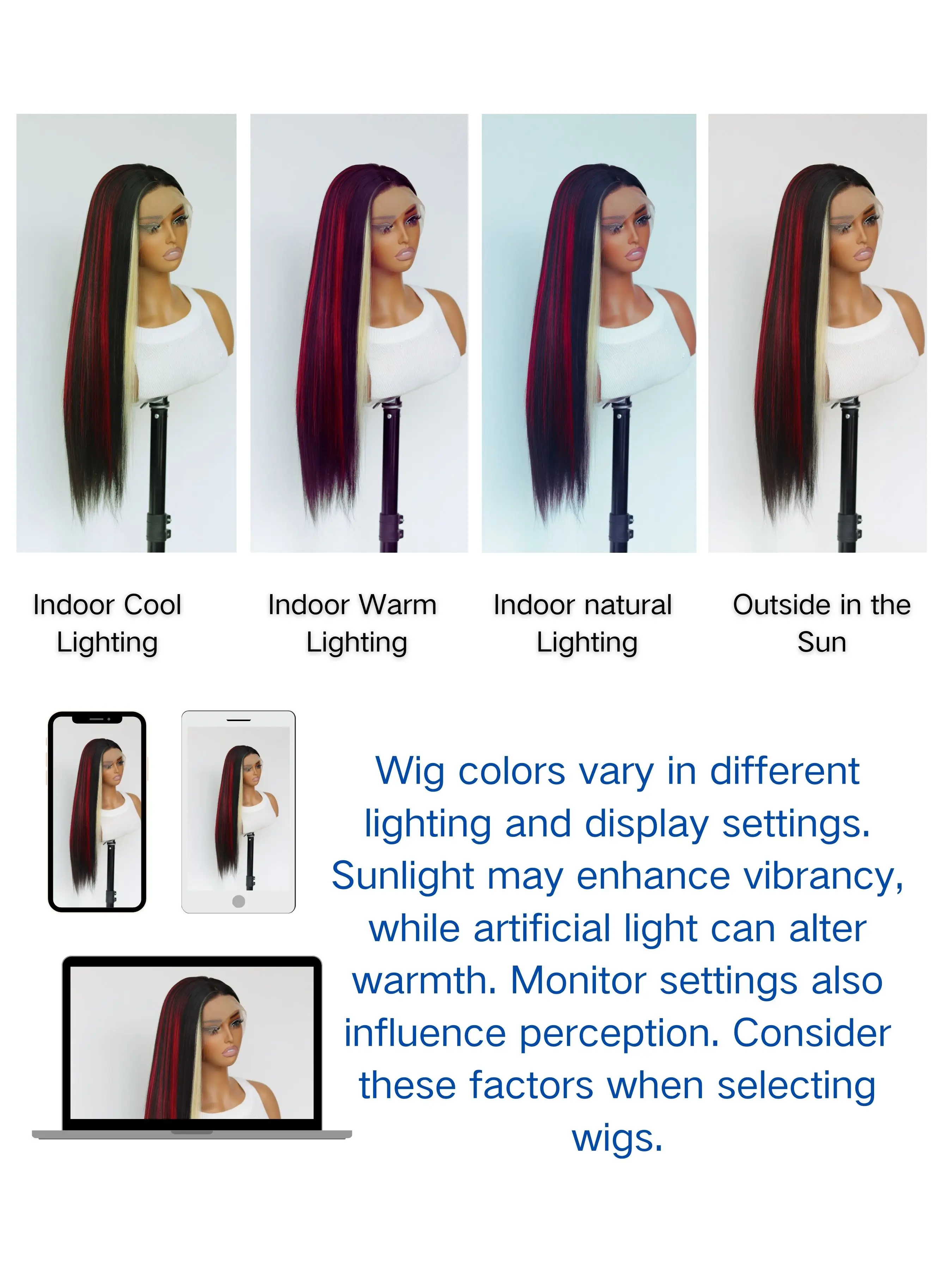 Black Skunk Stripe Blonde Highlight Red Synthetic Lace Front Wig Glueless Long Straight Mixed Red Black Colored Wigs