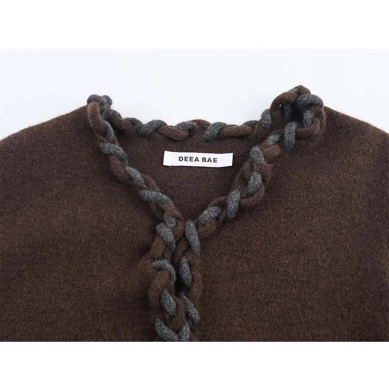 2025 New Women Fashion Knitted Cardigans Long Sleeve V-Neck Sweater Short Cardigan Autumn Winter New Style Knitwear Coat