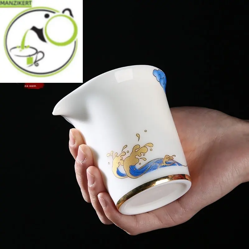 

High White Ceramic Pitcher Handmade Porcelain Tea Pot Household Kung Fu Tea Set Tea Pitcher Tea Ceremony Fair Cup Tea Strainer