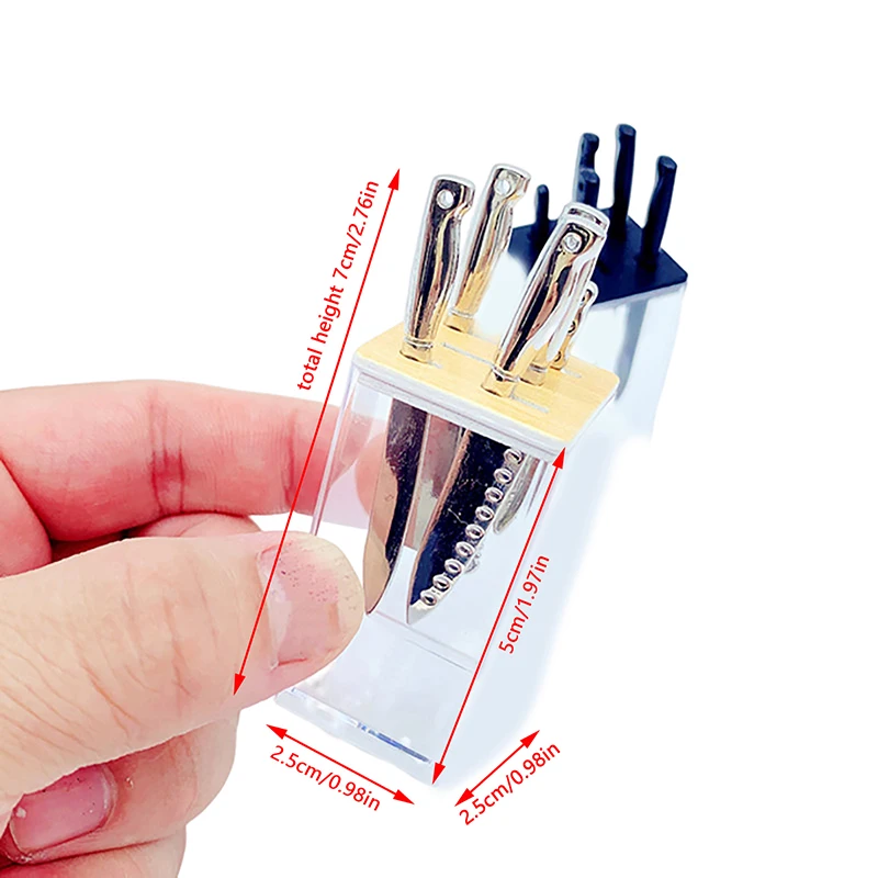 1 Set 1/12 Dollhouse Knife Rest Model Mini Knives Set Toys Dollhouse Cooking Utensils Dolls House Kitchen Accessories 5